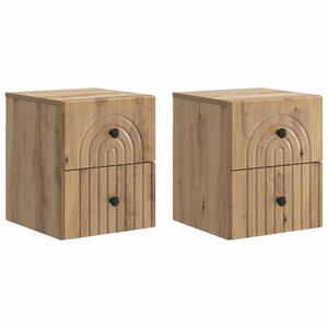 vidaXL Cabinet de chevet mural 2 Pièces Chêne artisanal 33 x 34 5 x 40 cm