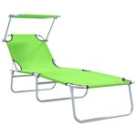 vidaXL Chaises Longues Pliantes 2 Pièces avec Auvent Vert Tissu Oxford 600D