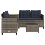 vidaXL Canapé de jardin avec table et coussins en forme de L gris