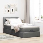 vidaXL Cadre de lit ottoman avec matelas gris foncé 100x200 cm tissu