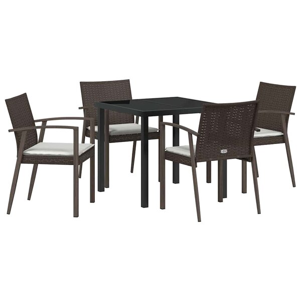 vidaXL Ensemble de salle à manger pour jardin 5 Pièces Marron et Noir