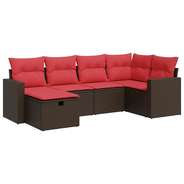 vidaXL Salon de jardin avec coussins 6 Pièces marron résine tressée