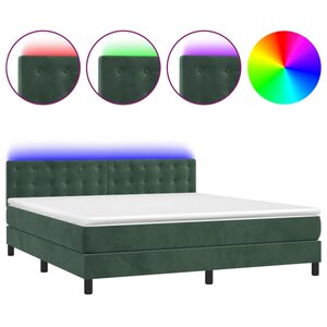 vidaXL Sommier à lattes de lit matelas et LED Vert foncé 160x200 cm