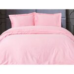 Parure de lit - housse de couette 220 x 240 + 2 taies d'oreiller 60 x 60 - Satiné coton - Rose