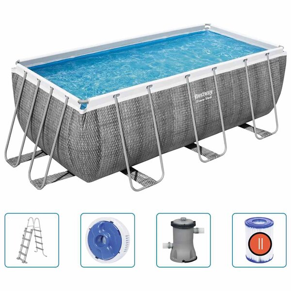 Bestway Ensemble de piscine rectangulaire Power Steel 412x201x122 cm