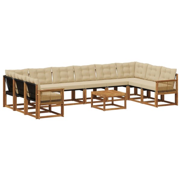 vidaXL Ensemble de canapés d'extérieur 11 pc Naturel et Beige