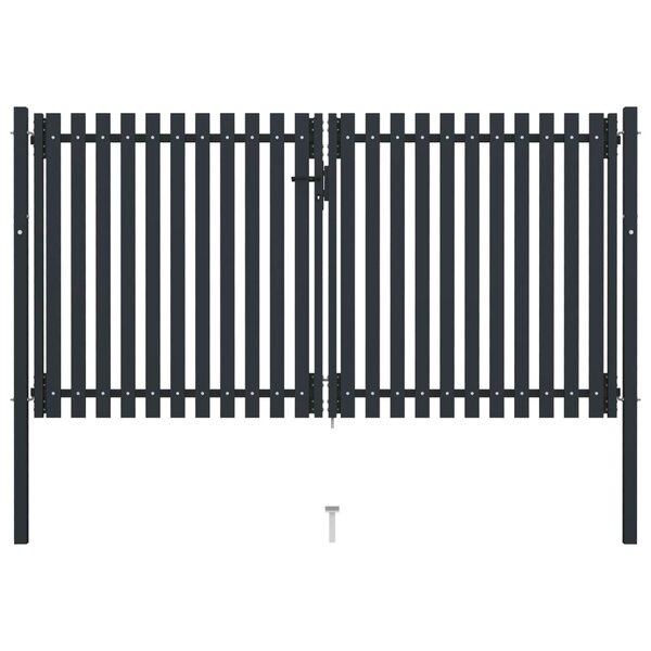 vidaXL Portail de clôture à double porte Acier 306x200 cm Anthracite