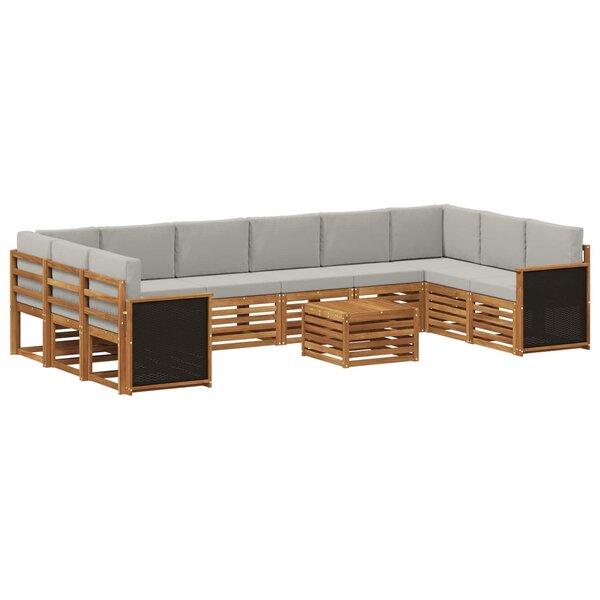 vidaXL Ensemble de canapés d'extérieur 8 Pièces Naturel et gris clair