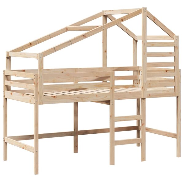 vidaXL Lit superposé et échelle et toit 90x200 cm bois de pin massif