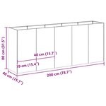 vidaXL Jardinière vert olive 200x40x80 cm acier laminé à froid
