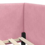 vidaXL Cadre de lit d'angle avec tête de lit Rose 90 cm x 190 cm tissu