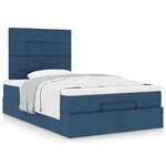 vidaXL Cadre de lit ottoman avec matelas bleu 120x190 cm tissu