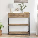 vidaXL Table Console avec tiroir chêne artisanal 75 x 28 x 75 cm