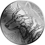 Monnaie CYBERPUNK GREY WOLF 1/1000 Oz Platine 12$ Liberia 2026 (PRÉCOMMANDE)