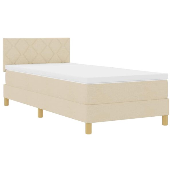 vidaXL Lit à ressort LED avec coussin Crème 100 x 200 cm tissu