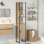 vidaXL Cabinet de salle de bain avec stockage Beige 33 x 33 x 185.5 cm