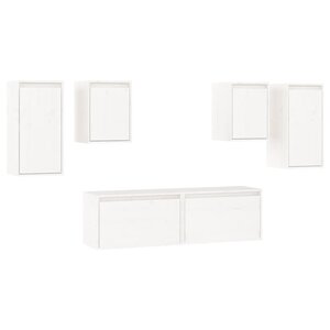 vidaXL Meubles TV 6 Pièces Blanc Bois massif de pin