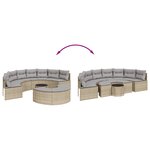 vidaXL Salon de jardin 3 Pièces demi-rond beige résine tressée