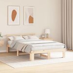 vidaXL Cadre de lit avec tête de lit Naturel 120 x 200 cm Pin massif