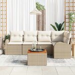 vidaXL Ensemble de canapé de jardin 6 Pièces Beige et blanc