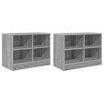 vidaXL Armoire de lit avec étagère 2 Pièces Sonoma gris 66 x 33 x 48 cm