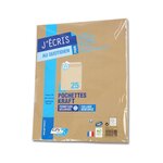 Paquet de 25 pochettes kraft brun auto-adhésives 90g format n°24 260 x 330 mm gpv