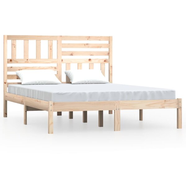 vidaXL Cadre de lit Bois de pin massif 140x190 cm