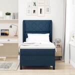 vidaXL Lit Box Spring avec Matelas Bleu 90x200 cm en Tissu