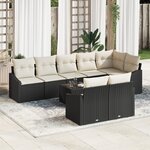 vidaXL Ensemble de canapé de jardin 8 pièces avec coussins marron en poly rattan