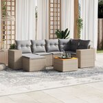 vidaXL Salon de jardin avec coussins 7 Pièces beige résine tressée