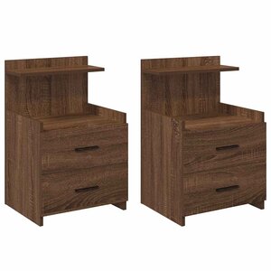 vidaXL Tables de chevet 2 pièces avec 2 tiroirs Chêne brun 40 x 36 5 x 62 cm