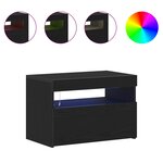 vidaXL Cabinet de chevet avec lumières LED Chêne noir 60x35x40 cm Bois technique