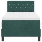 Lit à ressorts vidaXL avec matelas et LED Vert foncé 80x200 cm Velours