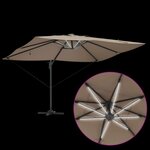 vidaXL Parasol Cantilever Roma avec LED Taupe 352x251x265 cm Aluminium