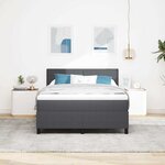 vidaXL Lit à ressort LED Gris foncé et blanc 140 x 190 cm