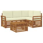 vidaXL Ensemble de canapés d'extérieur 5 pc Naturel et Crème Polyester