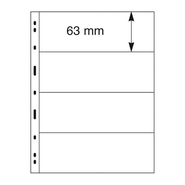 Feuilles Uniplate Lindner noires à 4 bandes pour timbres-postes.