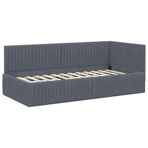 vidaXL Cadre de lit d'angle Gris foncé 90 x 200 cm Velours