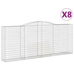 vidaXL Paniers à gabions arqués 8 Pièces 400x50x160/180 cm fer galvanisé