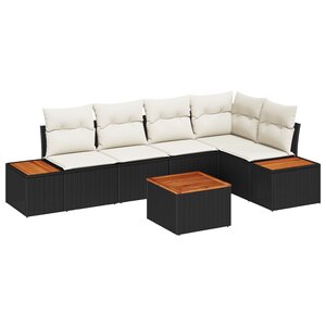 vidaXL Ensemble de 6 canapés de jardin avec coussins Noir Poly Rattan