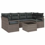 vidaXL Ensemble de canapé de jardin 7 Pièces Gris 55 x 55 x 37 cm