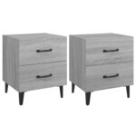 vidaXL Tables de chevet 2 Pièces Sonoma gris 40x35x47 5 cm