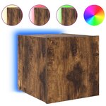 vidaXL Meuble TV mural avec lumières LED chêne fumé 30 5x35x30 cm