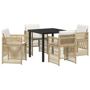 vidaXL Ensemble de salle à manger pour jardin 5 Pièces Beige Poly rotin
