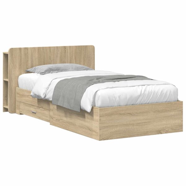 vidaXL Cadre de lit avec rangement Chêne Sonoma 75 x 190 cm