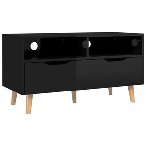 vidaXL Meuble TV noir brillant 90x40x48 5 cm bois d'ingénierie