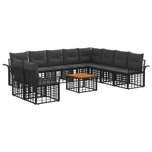 vidaXL Ensemble de canapés d'extérieur 11 Pièces Noir et Gris foncé