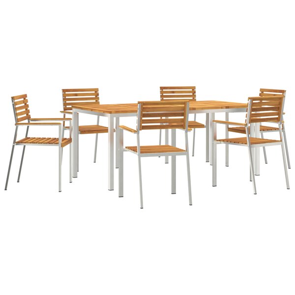 Ensemble de jardin 7 pièces vidaXL en bois d'acacia massif