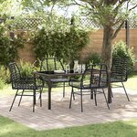 vidaXL Ensemble de salle à manger pour jardin 5 Pièces Noir polyrotin