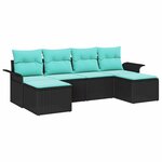 vidaXL Ensemble de canapé de jardin avec coussin 6 Pièces Noir polyrotin